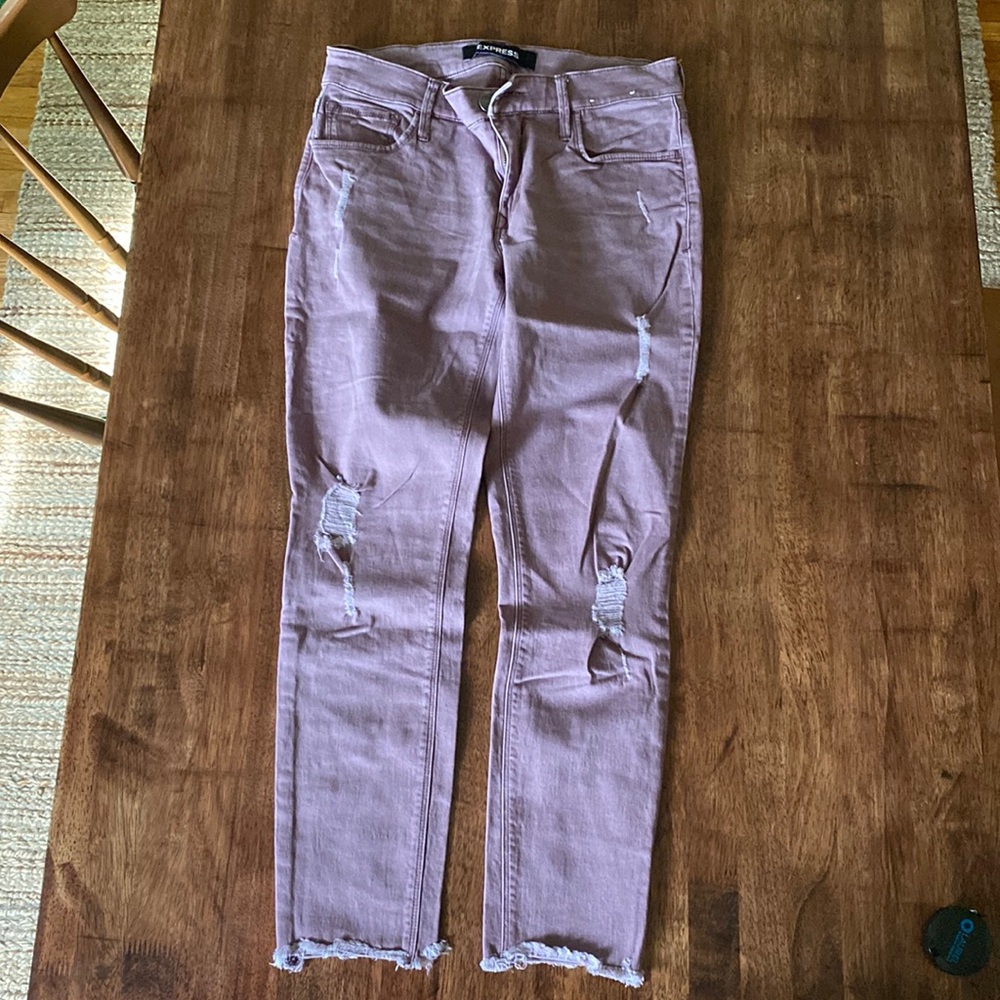 Express Mauve Distressed Pants | 2P